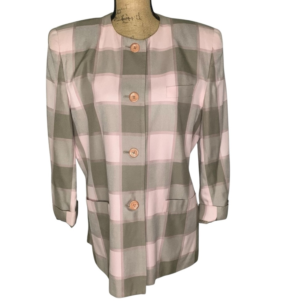 En Avance Plaid Women's Jacket - Pink and Gray